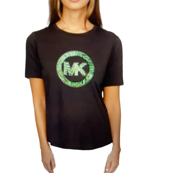 NWT MICHAEL KORS WOMENS PRINTED CHARM-LOGO T-S SPRING GREEN XL - Picture 1 of 9